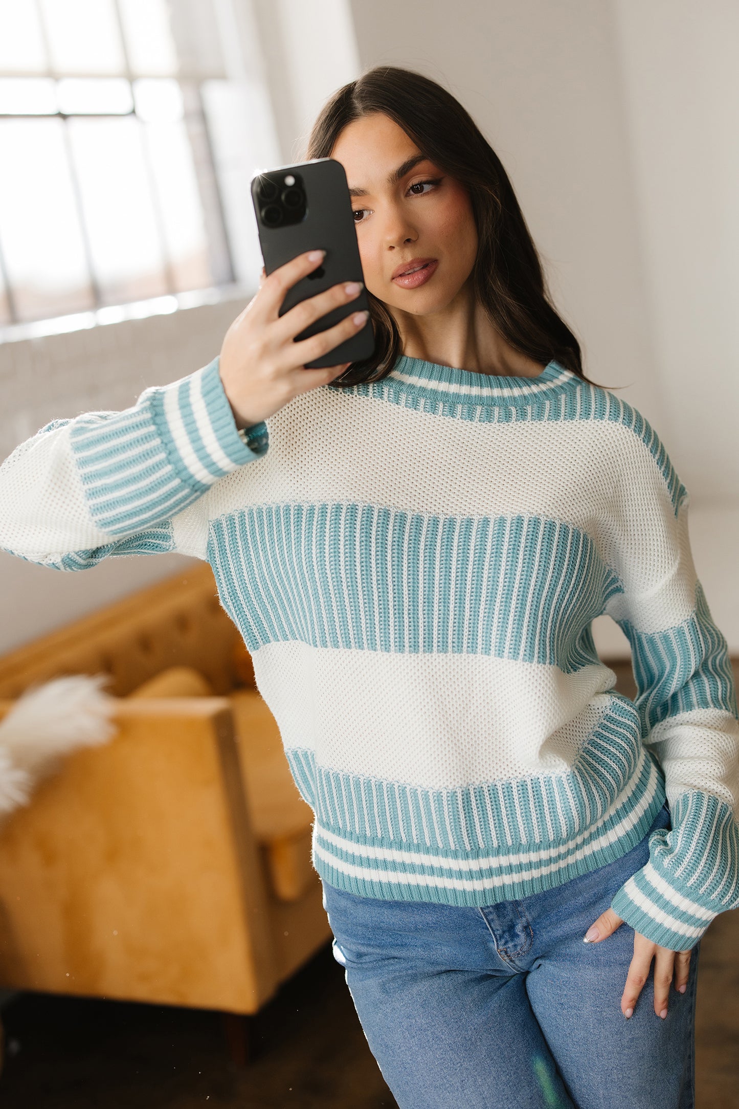 Comfy Stripped Patchwork Oversized Wide Sleeved Sweater in 3 Colors