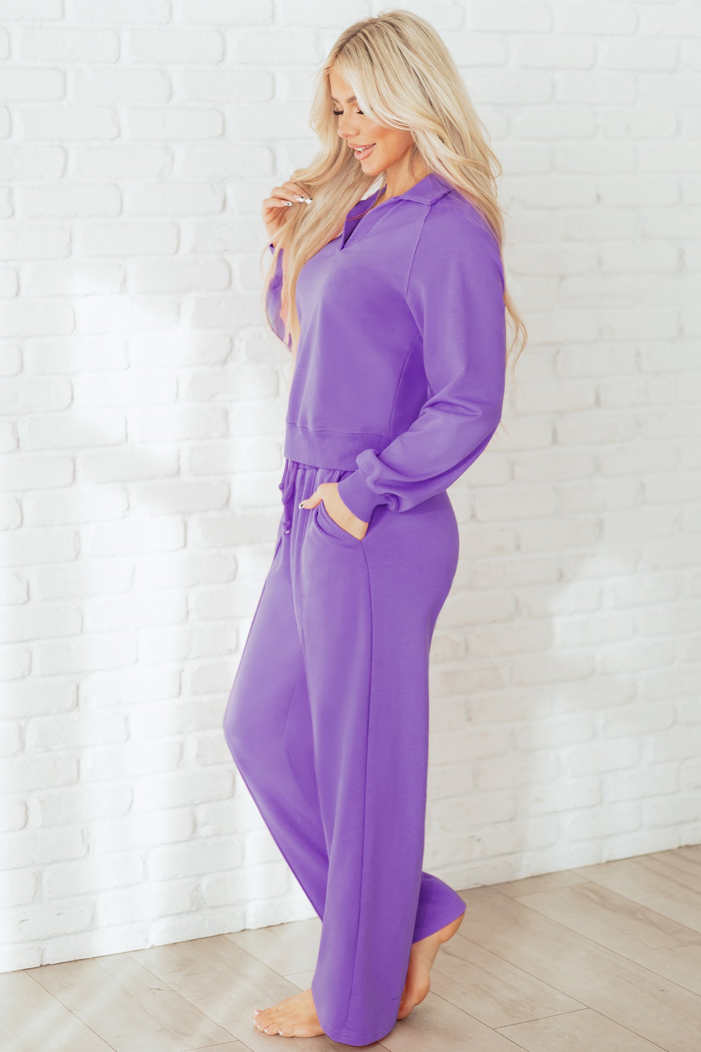 Cozy Activepologie Polo Sweatsuit with Tailored Sweatpants in 2 Colors