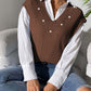 Classic Pearl V-Neck Sweater Vest in 5 Colors Onsize