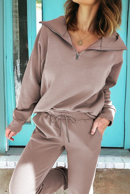 Polo Collared Zip-Up Fitted 2-Piece Daydream Sweatsuit — your polished cozy look from LaurenNichole