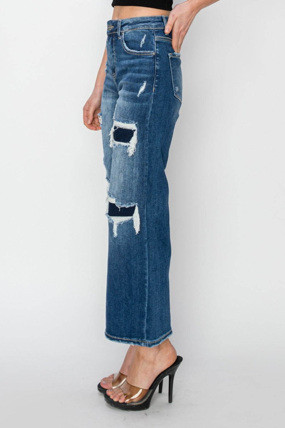 Patch Wide Leg Crop Jeans (0 - 3X)