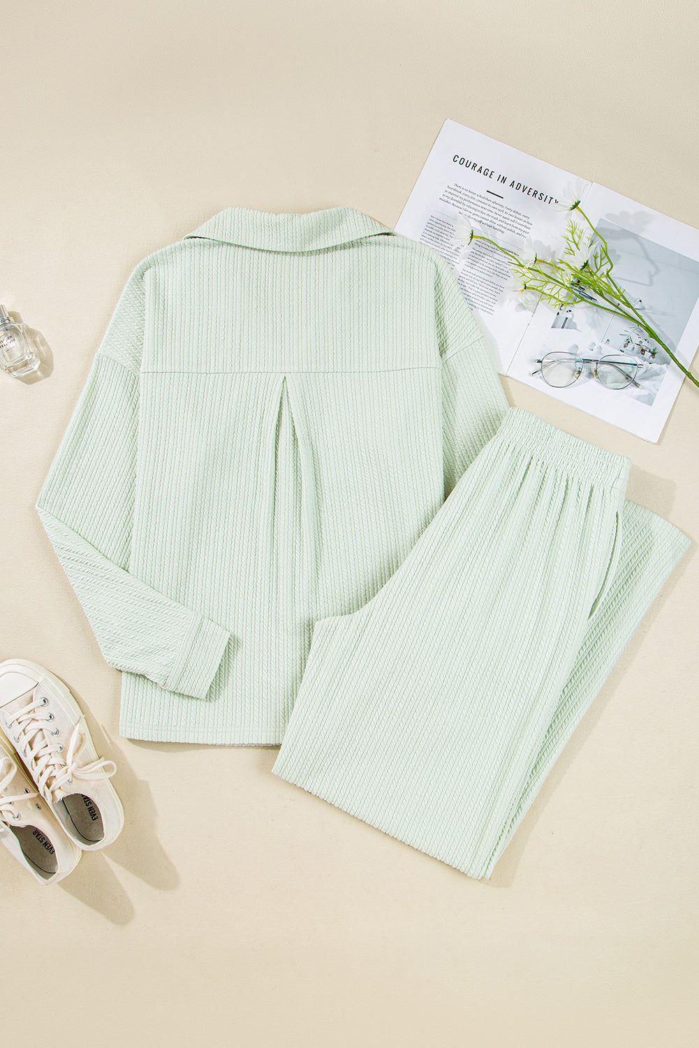 Ice Aqua Tailored Button-Down 2-Piece Daydream Outfit — our relaxed luxe style at LaurenNichole