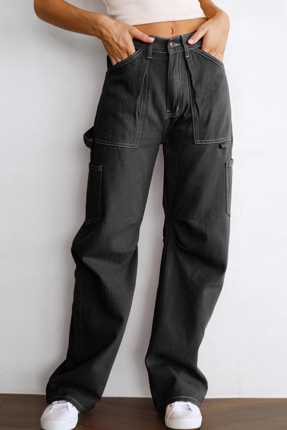 High-Waist Straight Cargo Pants