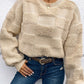 Cozy Checker Sherpa Crew Neck Oversized Sweater