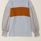 Casual Colorblock Striped Bishop Sleeve Shirt