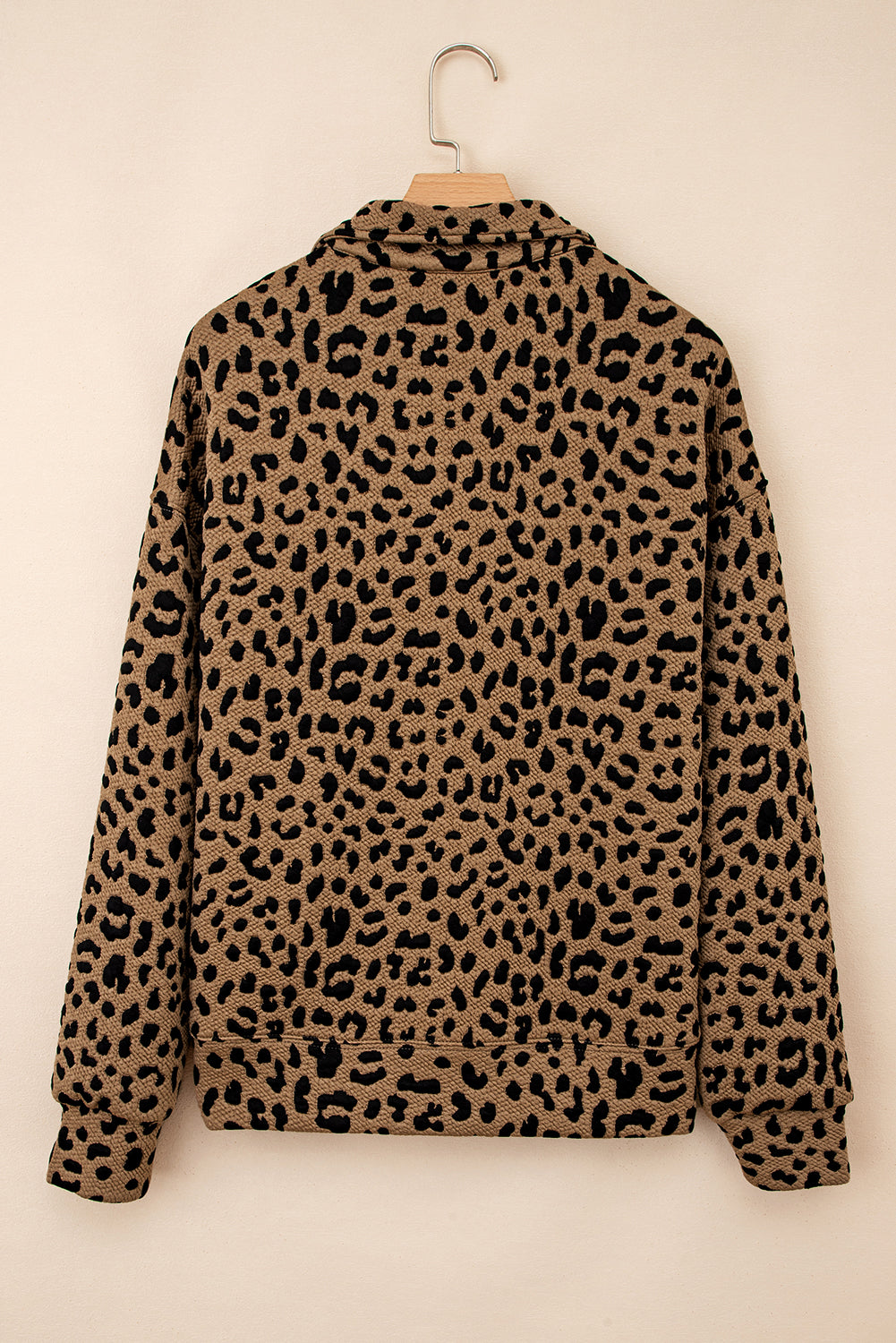 Cozy Daydream Brown Leopard Polo Zip Up Sweatshirt at LaurenNichole