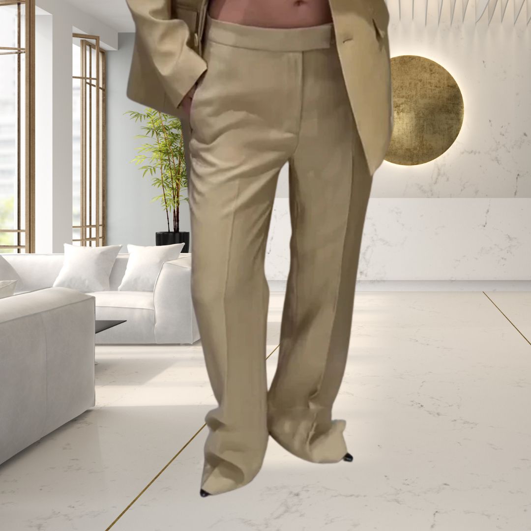 Classic Tailored Slim Waist Lapel Collared Pant Suit