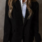 Classic Black Lapel Collared Blazer with Pockets