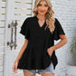 Tiered Notched Short Sleeve Blouse