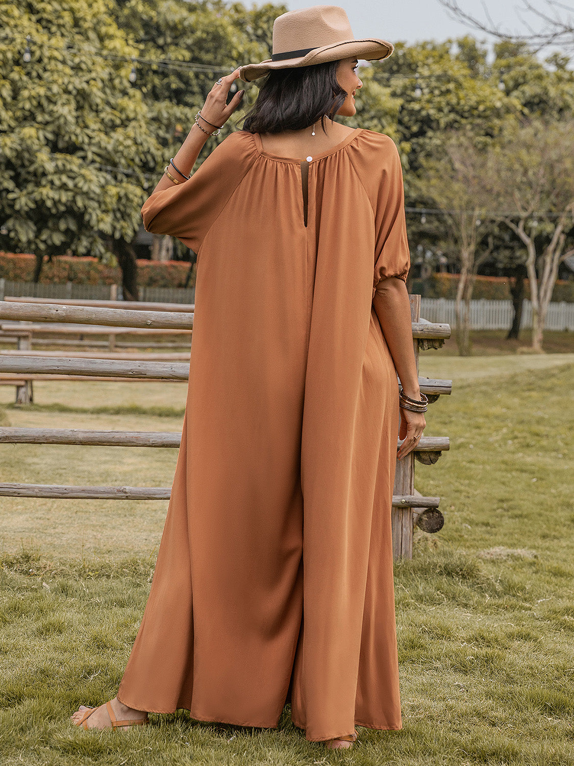 Comfy Chic Caramel Wide Leg Jumpsuit