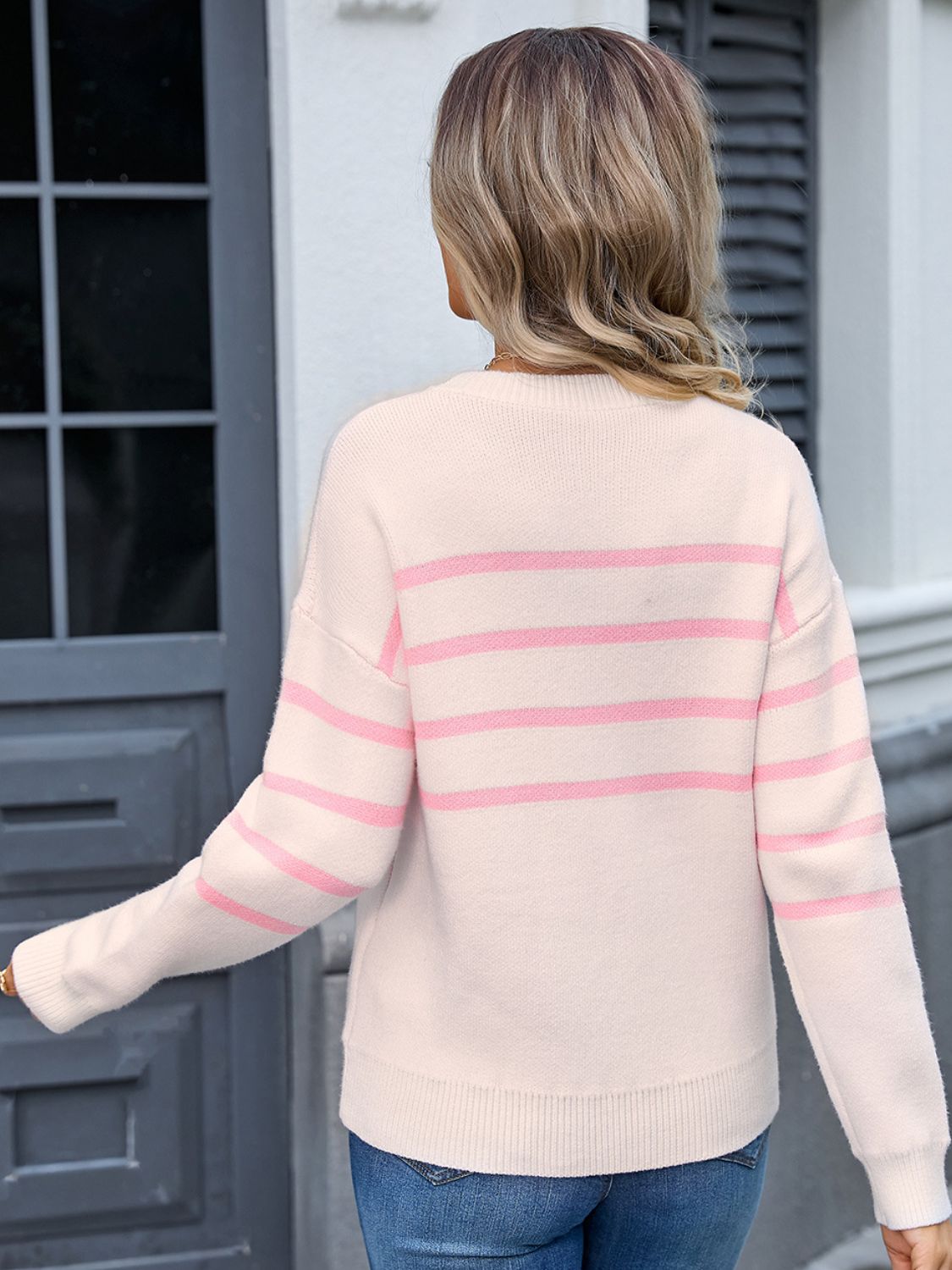 Elegant Bow Striped Sweater in 4 Colors