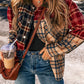 Stylish Plaid Colorblock Button-Up Shacket