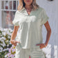 LaurenNichole Daydream Stripe Dolman Sleeve Polo & Drawstring Shorts Outfit — Pastel Casual 2-Piece Outfit (S–2X)