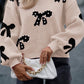 Classic Pearl Embellished Bow Knit Sweater
