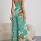 4 Floral Spaghetti Strap Wide Leg Jumpsuit