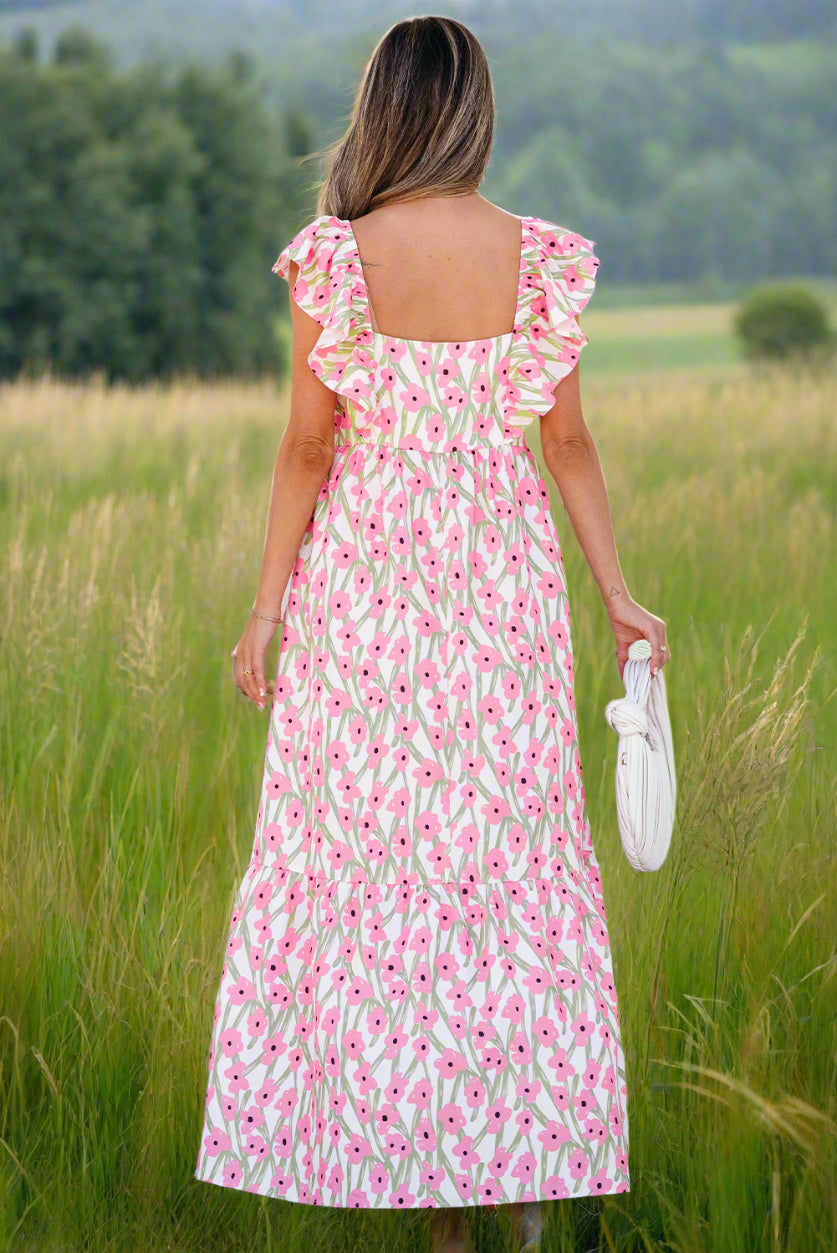 Elegant Floral Ruffled Summer Dress in 2 Colors (S - 2X)