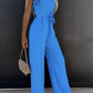 Ruffled Round Neck Cap Sleeve Jumpsuit