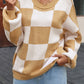 Cozy Checker Bishop Sleeve Sweaters  S - 2X in 3 Colors