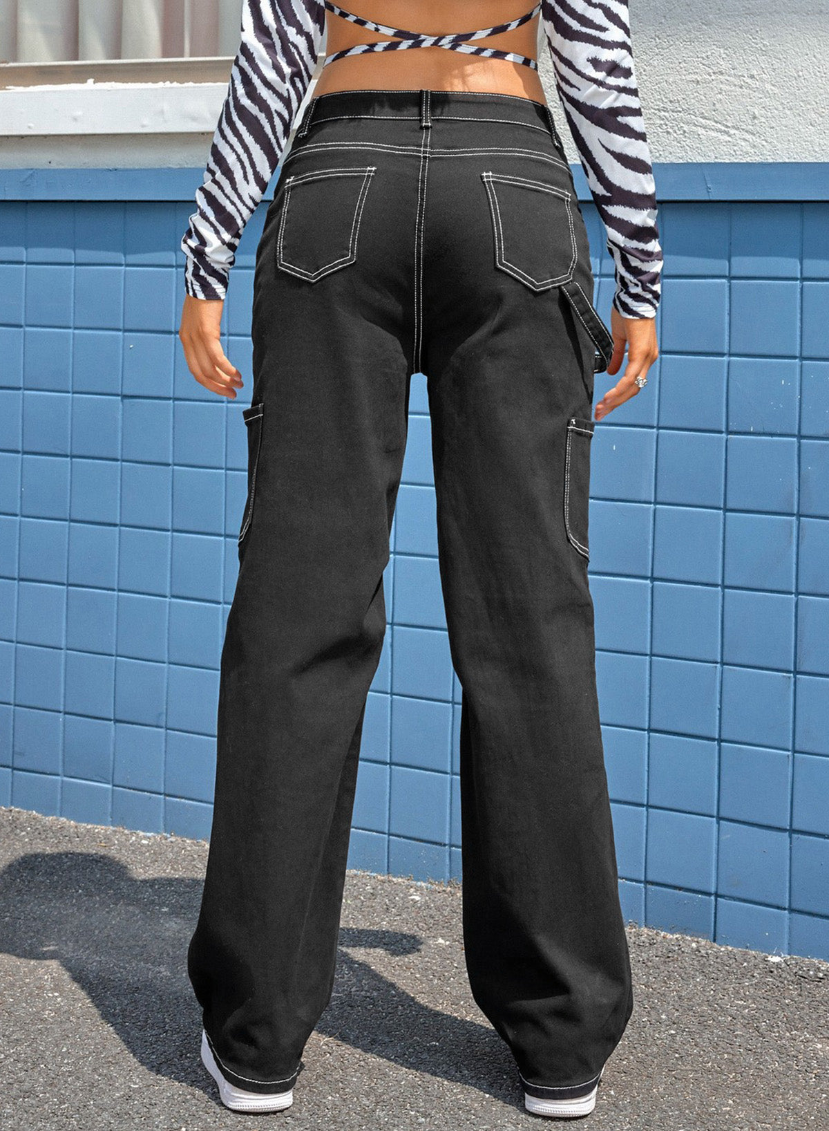 High-Waist Straight Cargo Pants