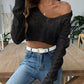 Chic Cropped Openwork Collared Sweater 2 Colors