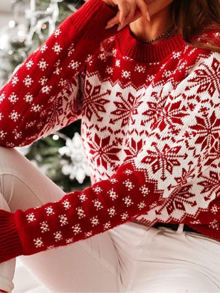 Cozy Knit Christmas Snowflake Sweaters in 4 Styles. Size up to 2X