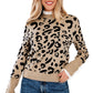 LaurenNichole Classy Brown Leopard Buttoned Down Ruffled Cuffed Sweater