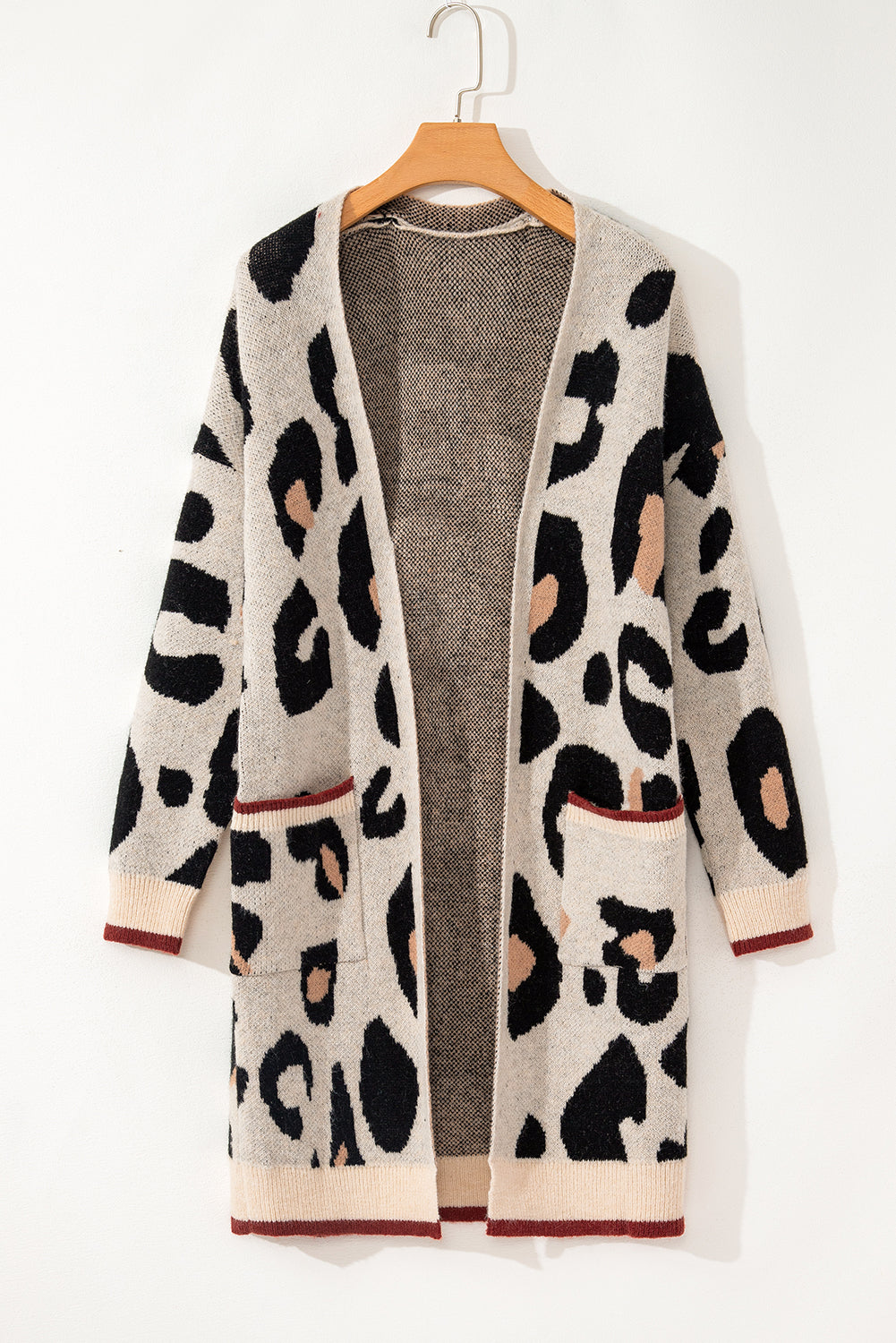 Cozy Leopard Knit Midi Cardigan