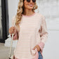 Striped Round Neck Long Sleeve Sweatshirt