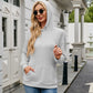 Ribbed Drawstring Long Sleeve Hoodie