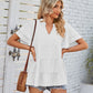 Tiered Notched Short Sleeve Blouse