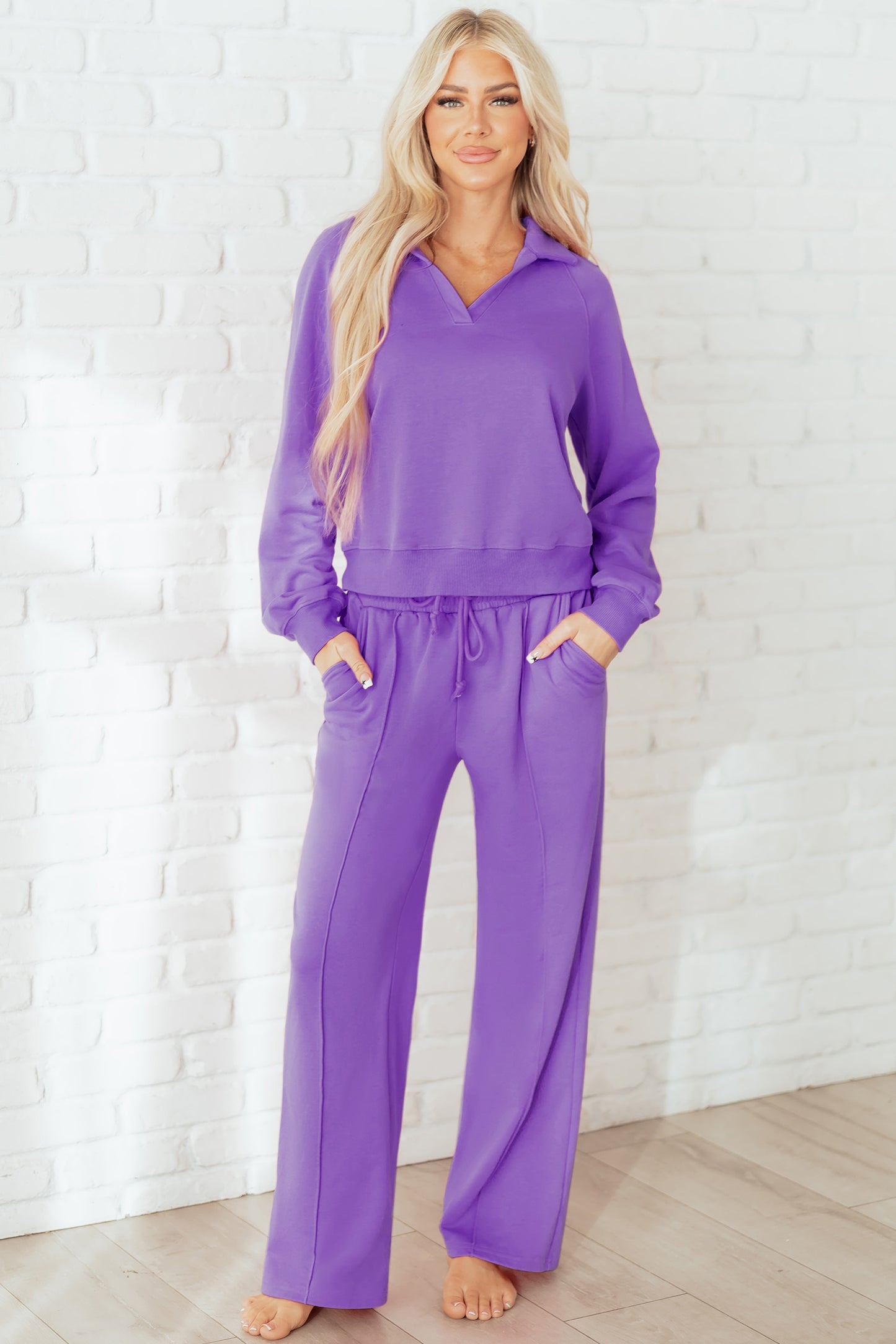 Cozy Activepologie Polo Sweatsuit with Tailored Sweatpants in 2 Colors