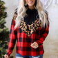 Chevron Plaid Leopard Turtleneck Sweatshirt