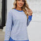 Striped Round Neck Long Sleeve Sweatshirt