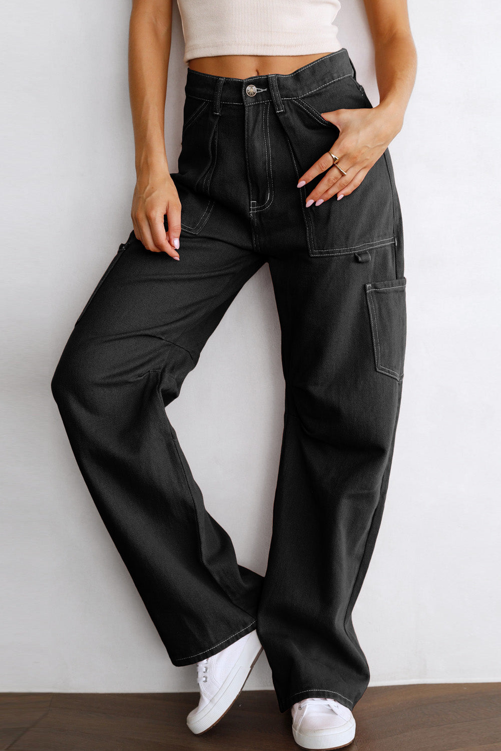 High-Waist Straight Cargo Pants