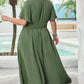 Classic Clover Shirred High Waist Maxi Dress (1X - 4X)