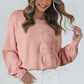 Cozy Flower Bishop Sleeve Knit Peach Sweater