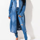 Classy Chic Raw Hem Long Denim Jacket