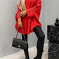 Elegant Round Neck Poncho Long Sleeve Sweater