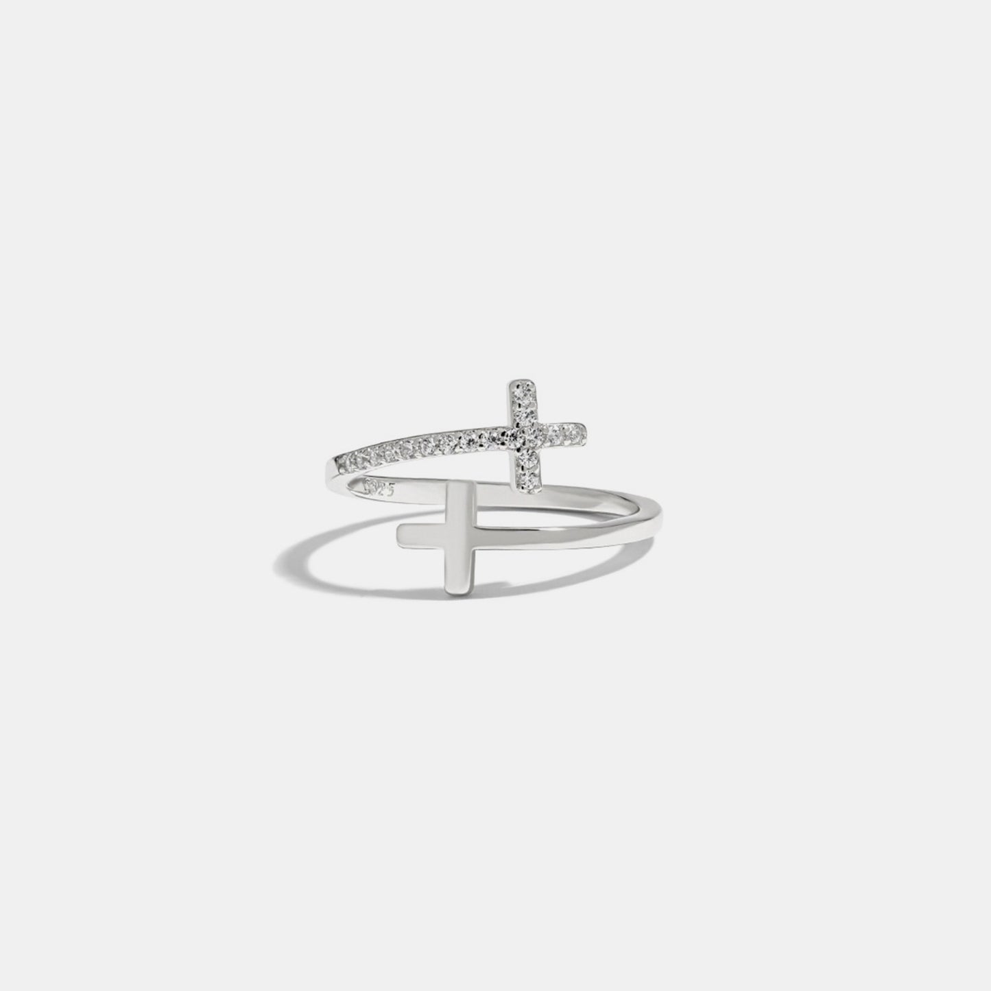 Classy 925 Sterling Silver Double Cross Ring
