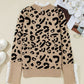 LaurenNichole Classy Brown Leopard Buttoned Down Ruffled Cuffed Sweater