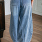 High Waist Paperbag Drawstring Barrel Jeans