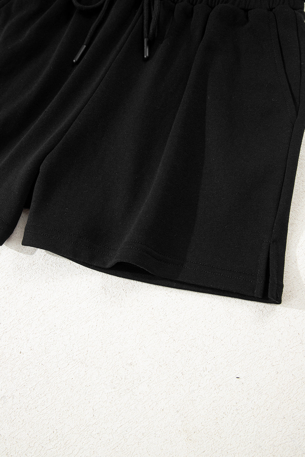 Activepologie Comfy Black Varsity Stripe Oversized Women's Sweatshirt & Shorts Outfit at LaurenNichole