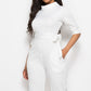 Elegant Mock Neck Tie-Waist Jumpsuit