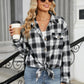 Plaid Collared Neck Long Sleeve Shirt