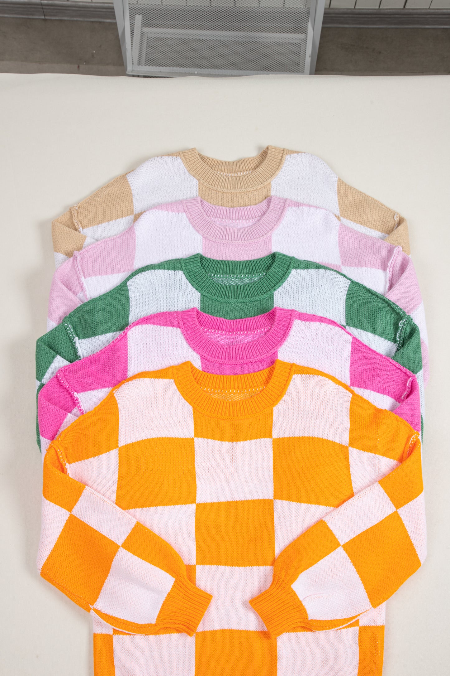 Cozy Checker Bishop Sleeve Sweaters  S - 2X in 3 Colors