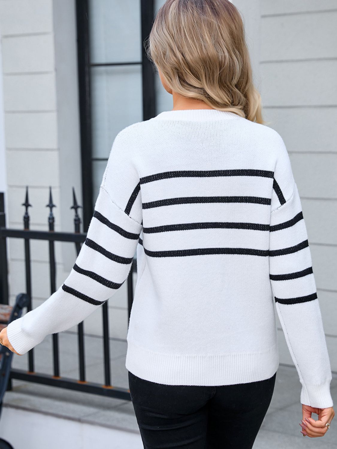 Elegant Bow Striped Sweater in 4 Colors