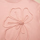 Cozy Flower Bishop Sleeve Knit Peach Sweater