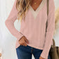 Eyelet Lace V-Neck Dropped Shoulder T-Shirt