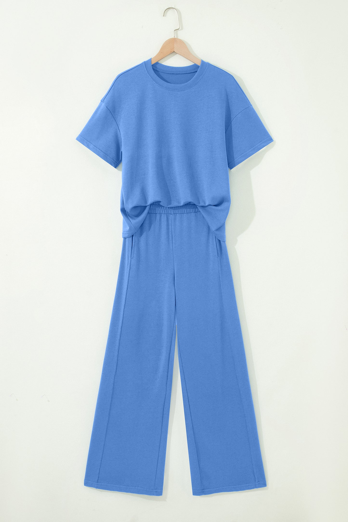 LaurenNichole Daydream Solid Oversized Tee &  Wide-Leg Pants Outfit — Pocketed Casual 2-Piece (3 Colors)