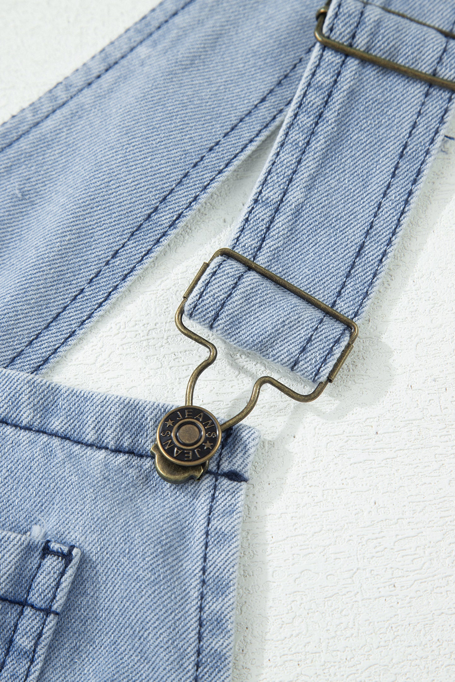 LaurenNichole Vintage Distressed Denim Wide-Legged Overall Jumpsuit